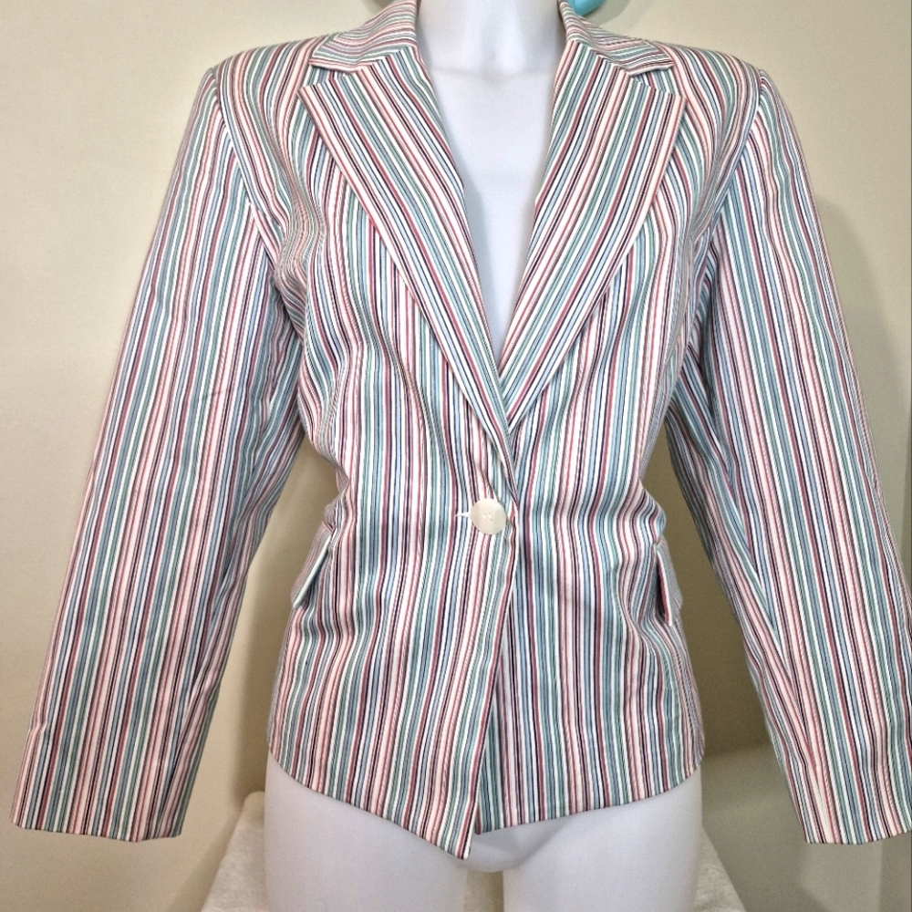 Cute Striped Blazer by FDJ Multi Color
